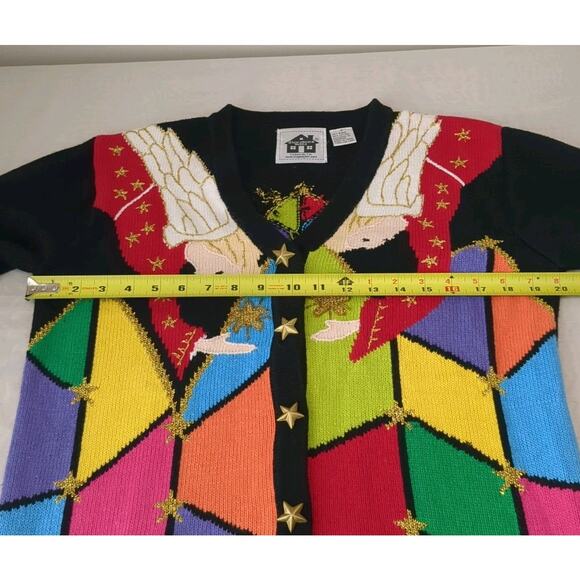 Vintage Storybook Knits Cardigan Sweater Small Angels And Cathedral Cottage Core - Picture 10 of 14